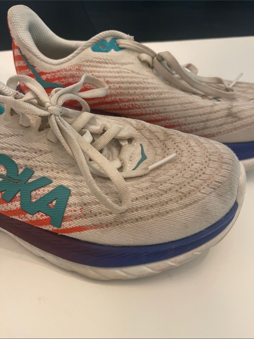 Hoka Mach 5 Running Sneakers with Teal & Orange Accents. 7d wide - Picture 3 of 12